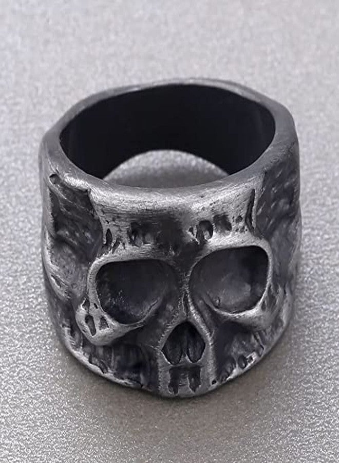 FORUBUS Skull Head Ring, Punk Skeleton Head Ring for Egirl Eboy, Gothic Statement Ring for Halloween Costume13 - Image 3